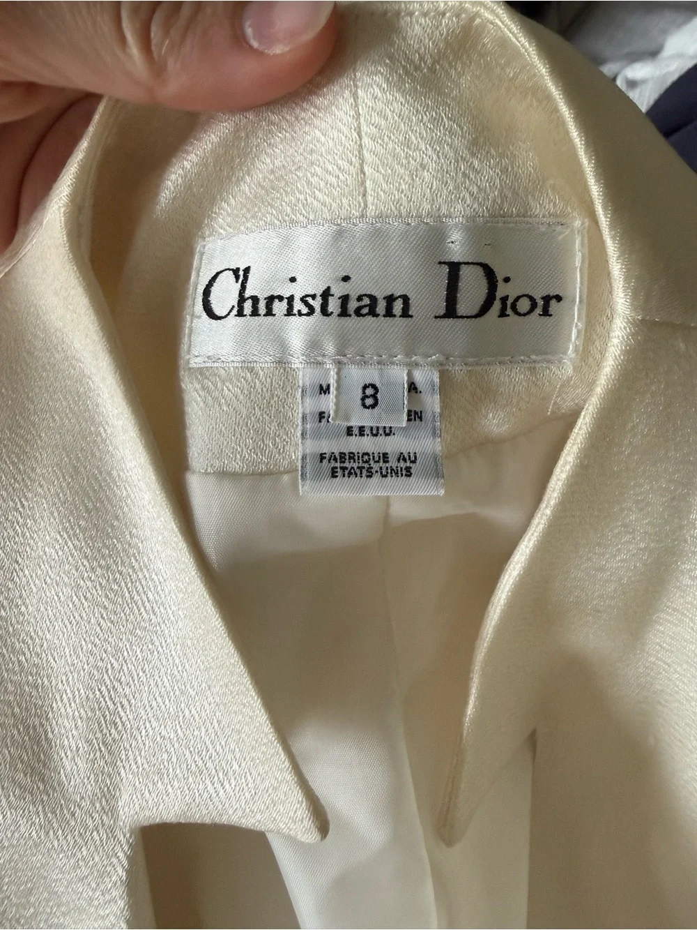 Vintage Christian Dior Ivory Satin skit set Bridal / Minimalist 90s Dior - Picture 5 of 12